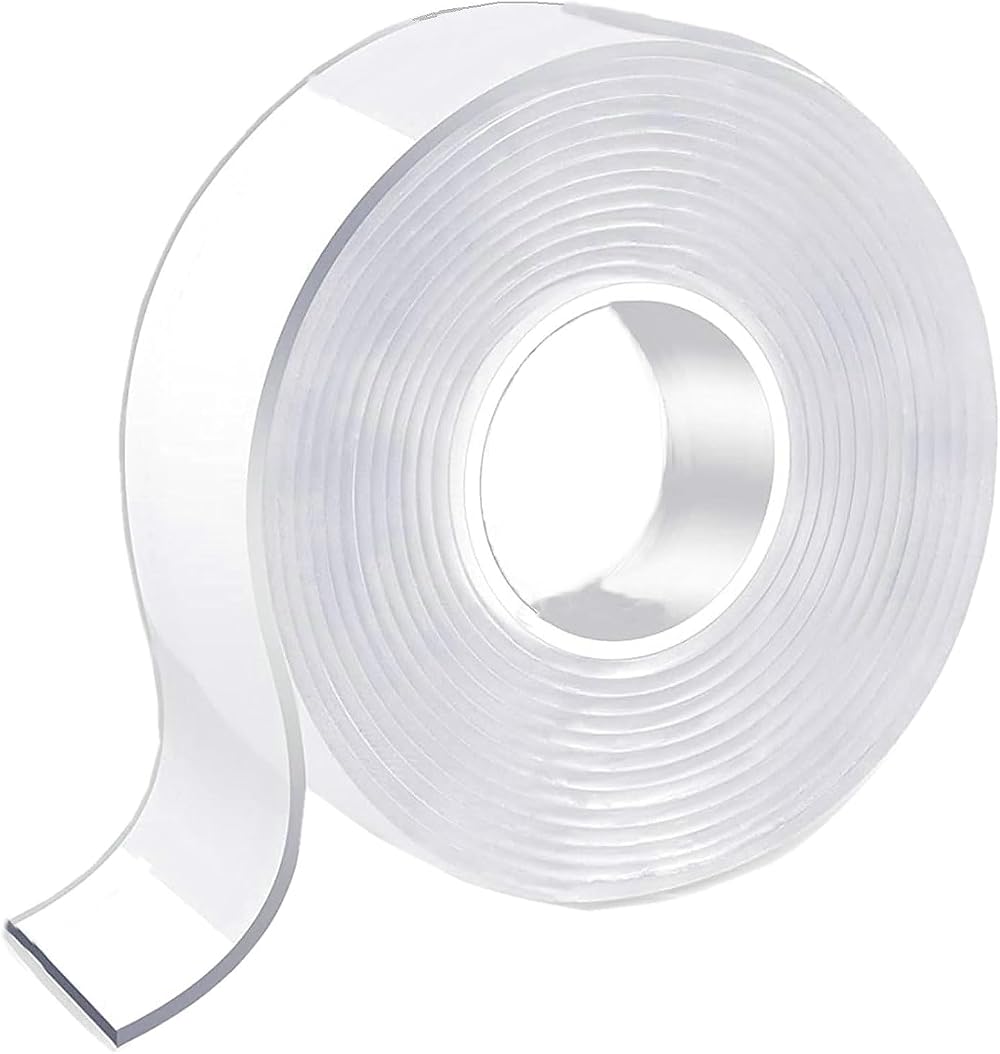 onnzuw Double Sided Adhesive Tape 3M x 2mm x 3cm Transparent Removable Reusable