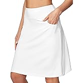 Ewedoos Knee Length Skorts Skirts for Women with 3 Pockets High Waisted 20”Golf Skirts for Women Athletic Skort White