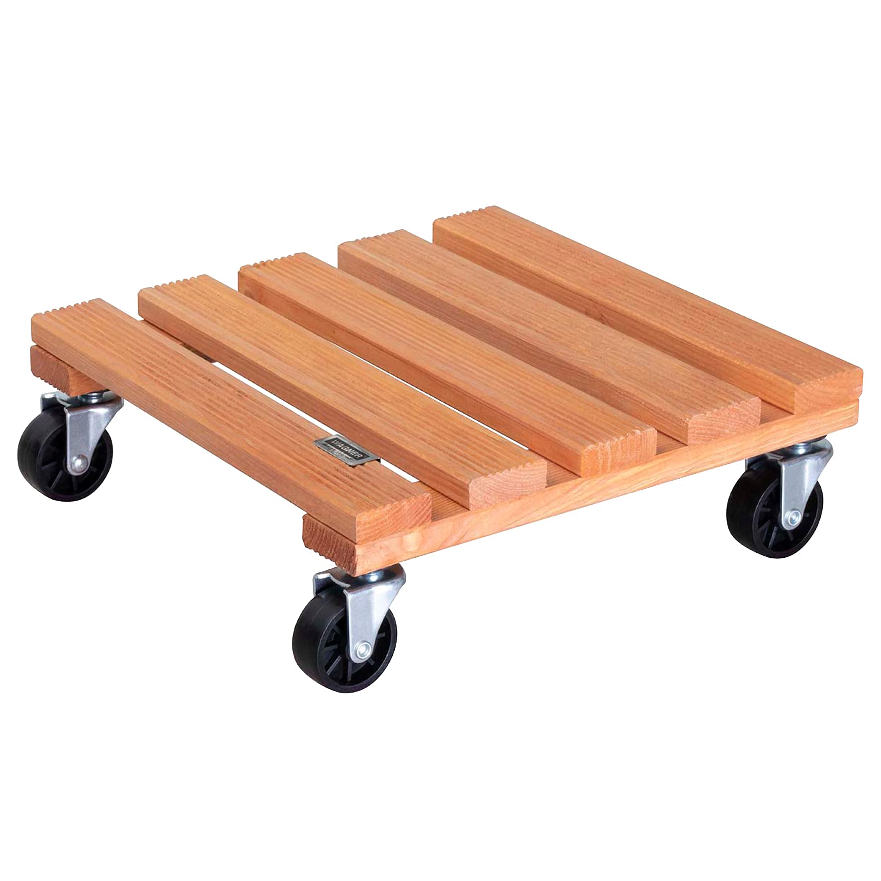 WAGNER Plant trolley TOSCANA 29 x 29 x 8,5 cm I Flower trolley for indoor + outdoor use I Trolley made of FSC®-certificated solid wood, terracotta I Load capacity 150 kg I Made in EU - 20015301