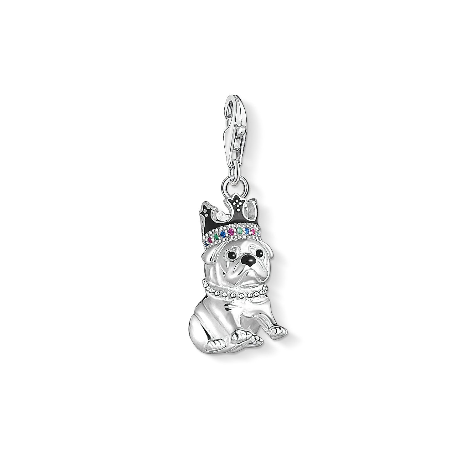 Thomas Sabo Women Charm Pendant Bulldog with Crown Charm Club 925 Sterling Silver 1510-497-21