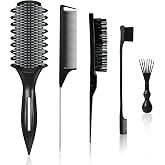 3 Pack Curl Defining and Detangling Brushes，Detangling and Styling Tool | Flexible bristles gently detangle wet hair while grooved edges help shape and define waves, curls and coils during styling.