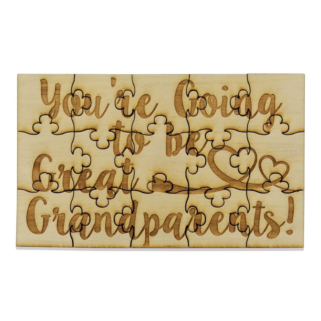 You're Going to be Great Grandparents - 15 Piece Jigsaw Puzzle 6" x 3.5" Made of Basswood, Fun to Put Together Surprise Pregnancy Announcement — image 1