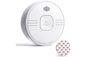 Ecoey Smoke Detector 10 Year Battery Operated with Photoelectric Sensor, Smart Smoke Detector with Silence Function & Low Battery Warning Signal, Smoke Alarm for Home, Kitchen and Bedroom, 1 Pack