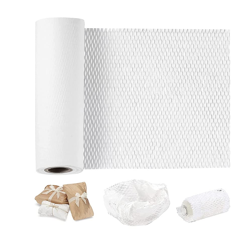 White Ready Roll Packaging Paper 30cm x 10m Honeycomb Cushioning Wrap Perforated-Packing 1 Rolls 32.8 ft Honeycomb Wrap Roll Packing Honeycomb for Packing & Moving void fill paper