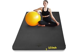 Hatha Yoga Large TPE Yoga Mat 6'x4'x1/2" Extra Thick Non-Slip Exercise Mat - for Yoga Pilates & Home Gym Workouts
