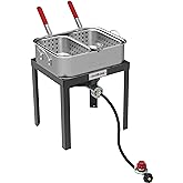 Gas One Double Fryer with 2 Baskets Propane Burners for Outdoor Cooking – Heavy Duty 18Qt Aluminum Pot Outdoor Deep Fryer wit