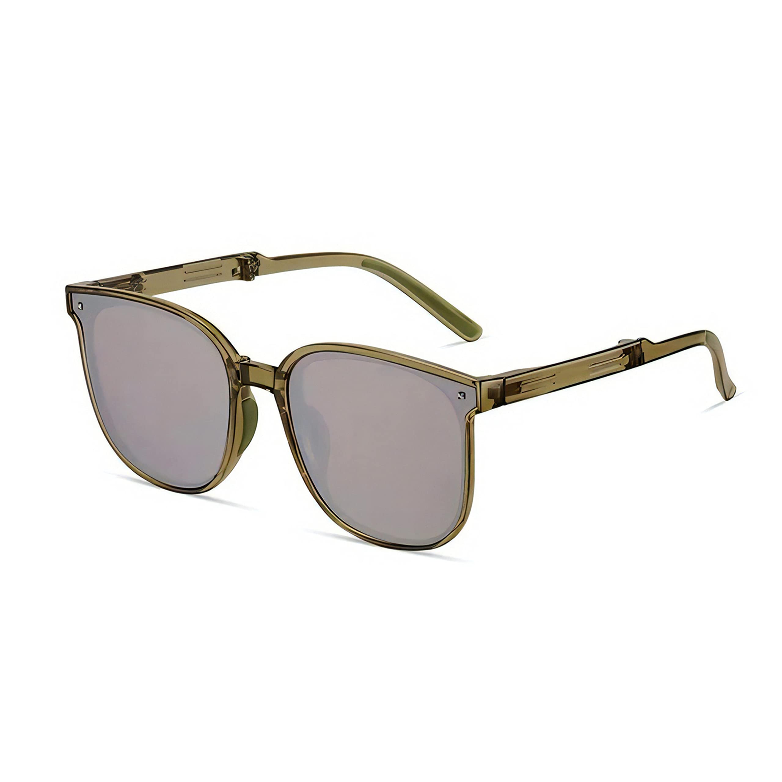 VORONOI Polarised Sunglasses for Men Women UV400 Protection Foldable Sports Sun Glasses for Cycling Driving Golf Running Fishing Unisex Sunglasses Cool (Silver Green)