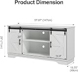 Panana White Wooden Sideboard Cabinet with 2 Sliding Barn Doors TV Stand view 3
