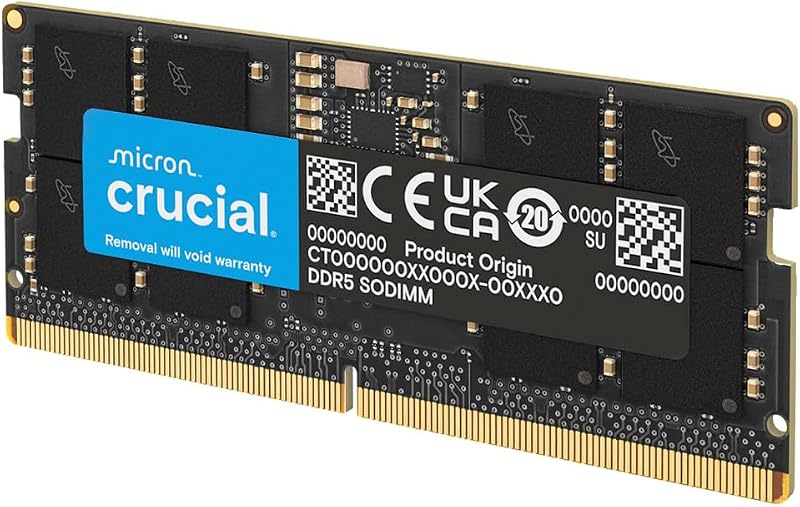 Crucial 32GB DDR5 4800MHz SODIMM Laptop Memory CT32G48C40S5
