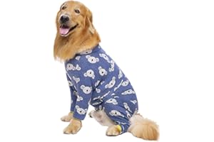 MIAODODO Cotton Medium Large Dog Onesie Surgery Recovery Suit for Medium Large Bodysuit Dogs Pajamas Pjs,Full Covered Dog Recovery Suit After Surgery,Long Sleeved with Zipper On Back