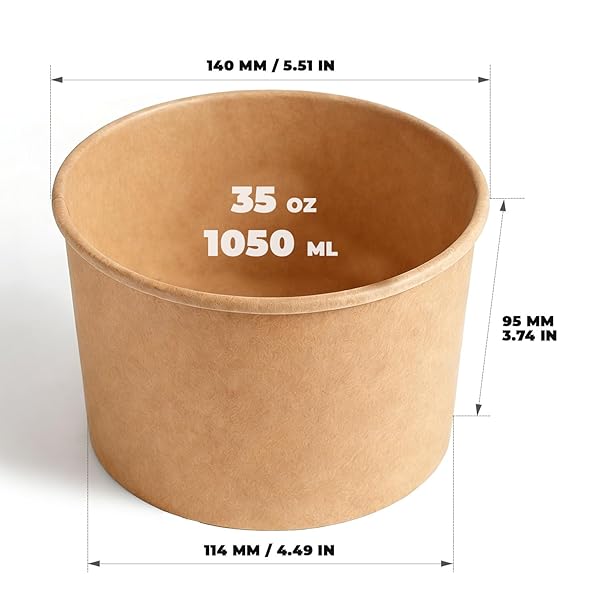 TOPTOPER 50 PACK 35 OZ LARGE PAPER BOWLS WITH LIDS, HEAVY DUTY PAPER BOWLS FOR PARTY, DISPOSABLE BOWLS BULK LEAKPROOF AND MICROWAVE SAFE FOR HOT/COLD USE (35 OZ)