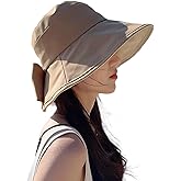 Womens Wide Brim Sun Hats,Sun Hat for Women UV Protection,Bow Knot Packable Bucket Cap for Fishing Beach Gardening Travel