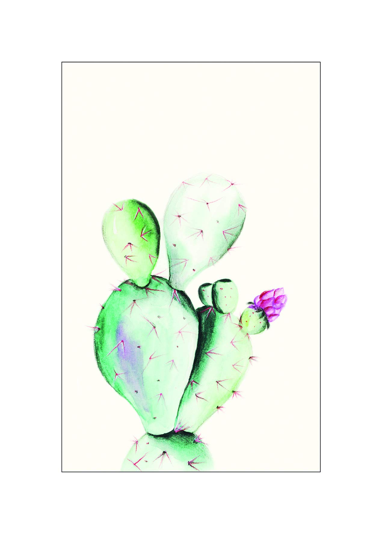 Komar Wall Picture Prickly Pear Watercolour Poster Picture Living Room Bedroom Decoration Art Print Without Frame P070A-50x70 Size 50 x 70 cm (Width x Height) โ image 1
