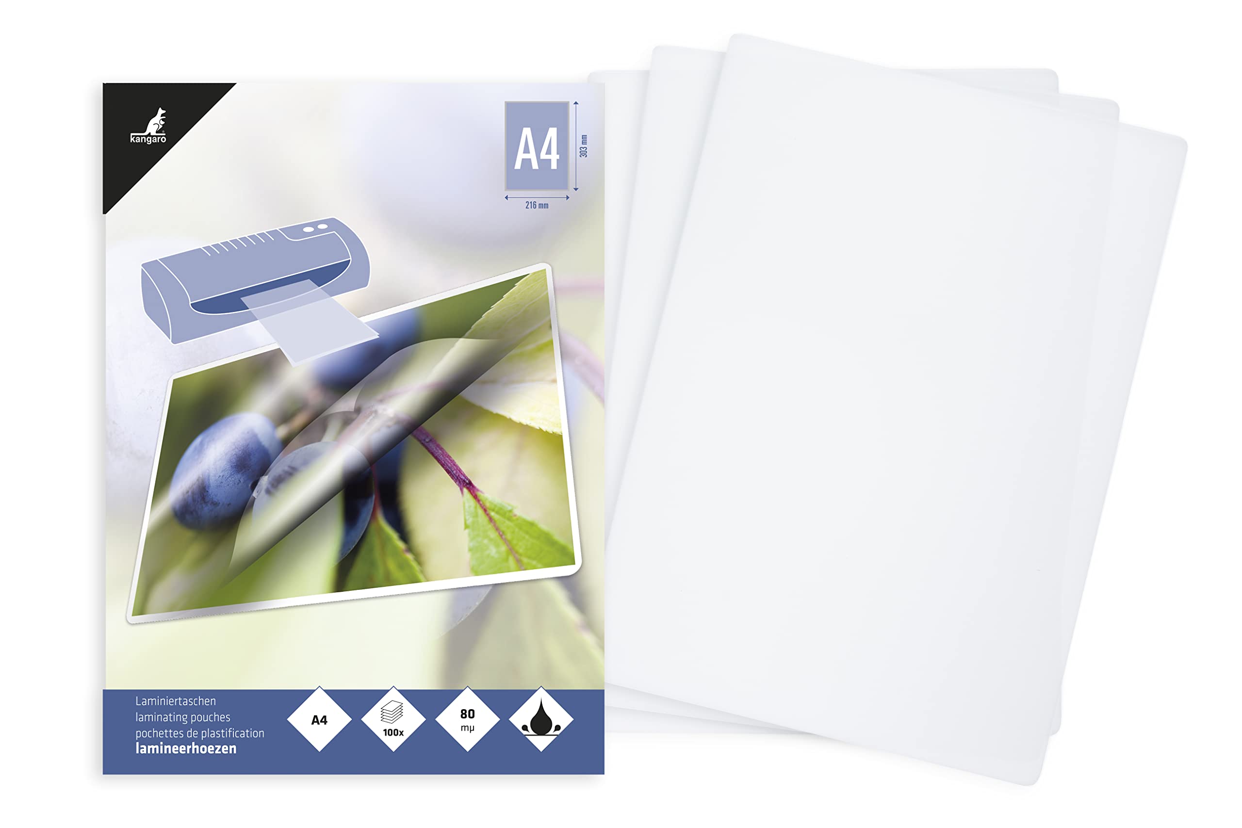 Kangaro Laminating Film A4 216 x 303 mm 80 Micron 100 Sheets