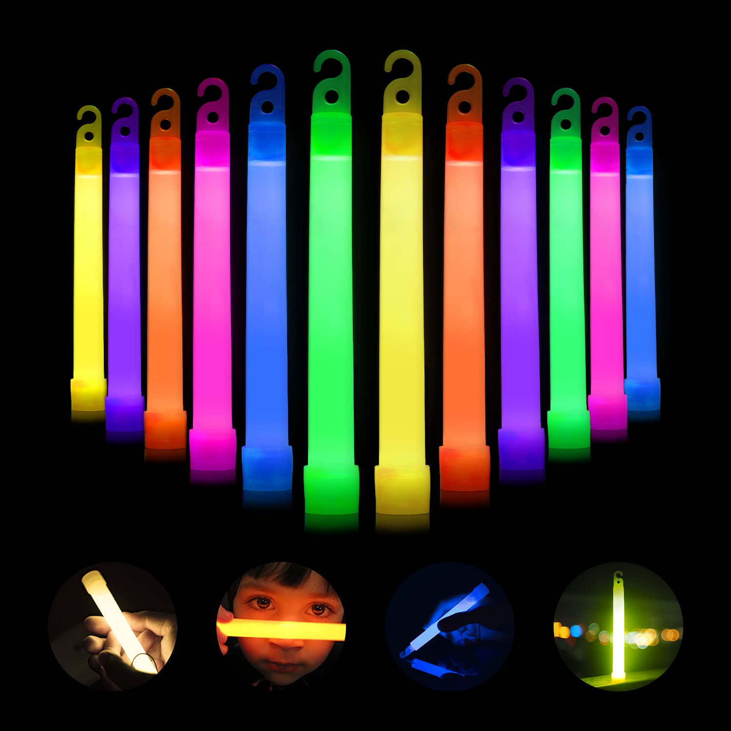 Besto Glow Sticks Party Packs of 25 (mixed Colors) 6 Inches Long Glow Stick with Strings, Glow in the Dark Glow Sticks for Adults, Ultra Bright Glow Sticks, Camping, Wedding, Christmas
