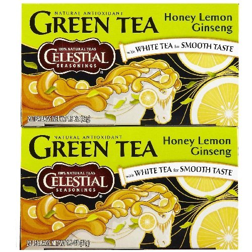 CELESTIAL SEASONINGS GREEN TEA,HNY LMN GINSENG, 20 BAG6