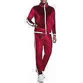ANOTWENER Men's 2 Piece Tracksuits Velour Sweatsuits Athletic Fit Velvet Outfit Jogging Full Zip Jacket Pants Set