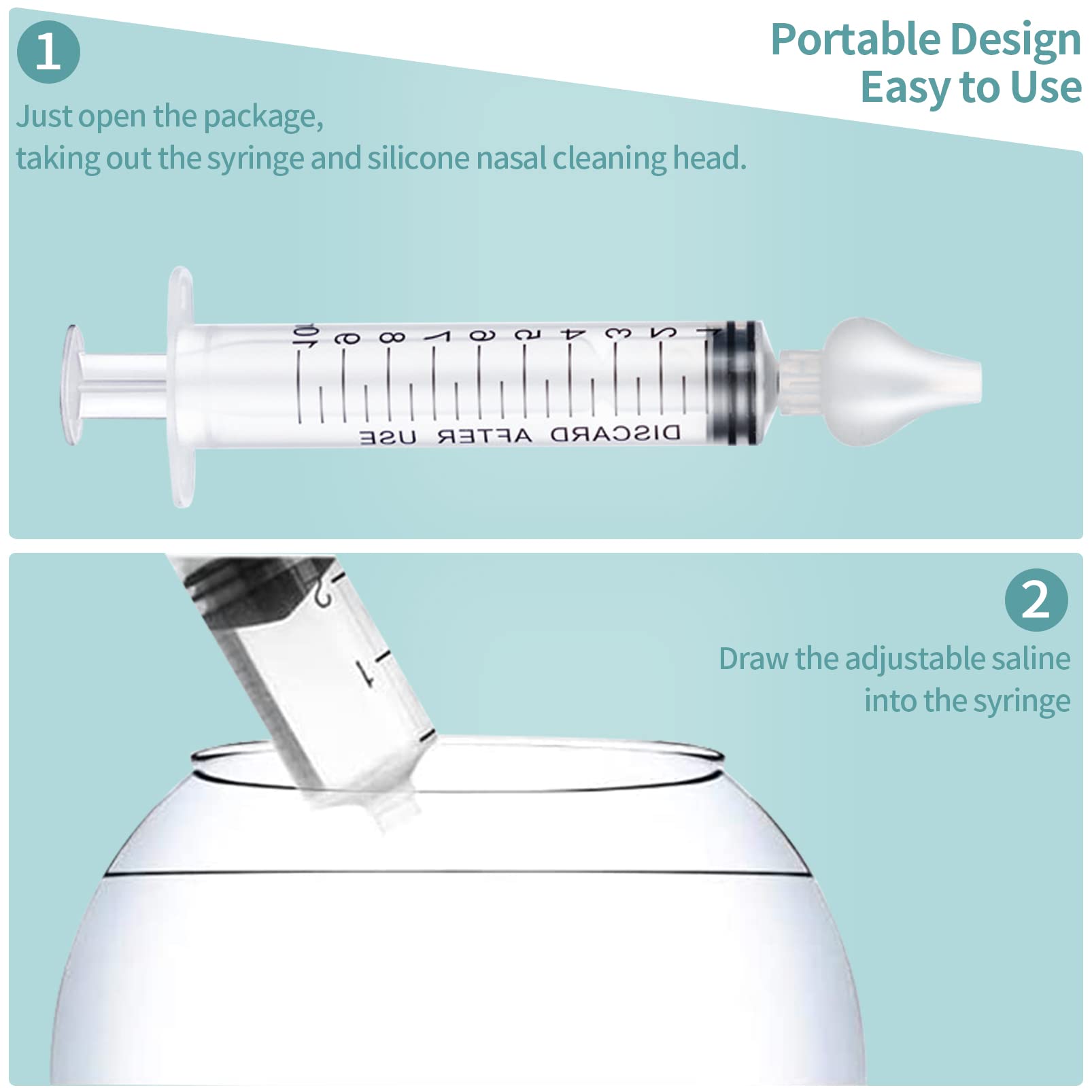 JUSONEY Baby Nose Shower - Professional Baby Nose Shower with High-Quality Silicone Nose Attachments, Clean and Reusable (Pack of 4)