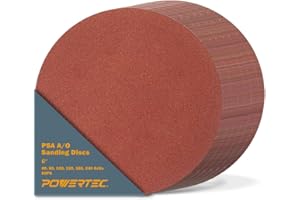 POWERTEC 110261 6-Inch PSA Aluminum Oxide Adhesive Sanding Disc 10 pcs of Each Grits: 60/80/100/120/180/240, 60 PK
