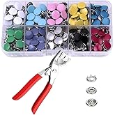 100 Sets Snaps for Fabric,10 colors Metal Snaps Buttons with Fastener Pliers Press Tool Kit, Buttons with Pliers Set for Clot