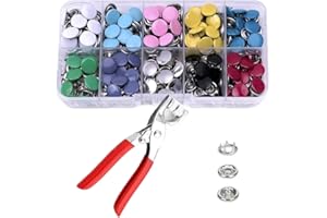 100 Sets Snaps for Fabric,10 colors Metal Snaps Buttons with Fastener Pliers Press Tool Kit, Buttons with Pliers Set for Clot