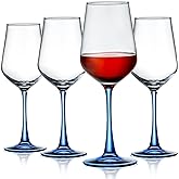 ziixon Red Wine Glasses Blue Stemmed Colored Wine Glasses Set Wine Glassware for Wine Tasting, Wedding Gift, Anniversary, Christmas, Birthday, Blue