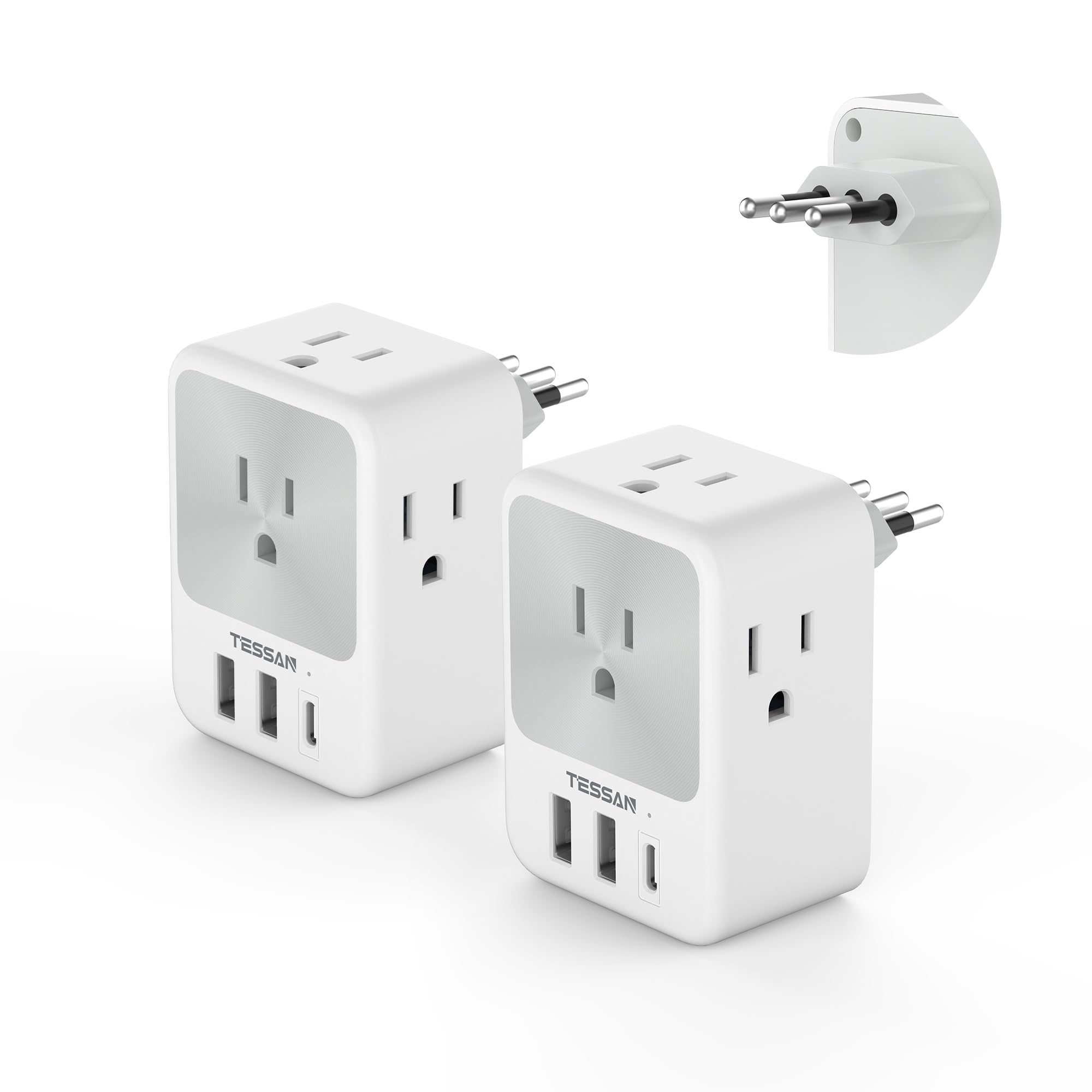 Photo 1 of Italy Travel Plug Adapter 2 Packs, TESSAN Italy Power Adapter with 4 Outlets 3 USB Ports (1 USB C), Type L Plug Adaptor Italian for US to Italy Chile Ethiopia Libya Syria Tunisia Uruguay
