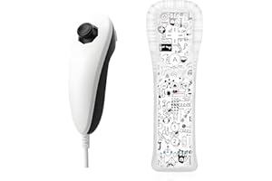 QUMOX Wii Remote Controller and Nunchuck Black Compatible for Wii/Wii U Console (Motion Plus not included)