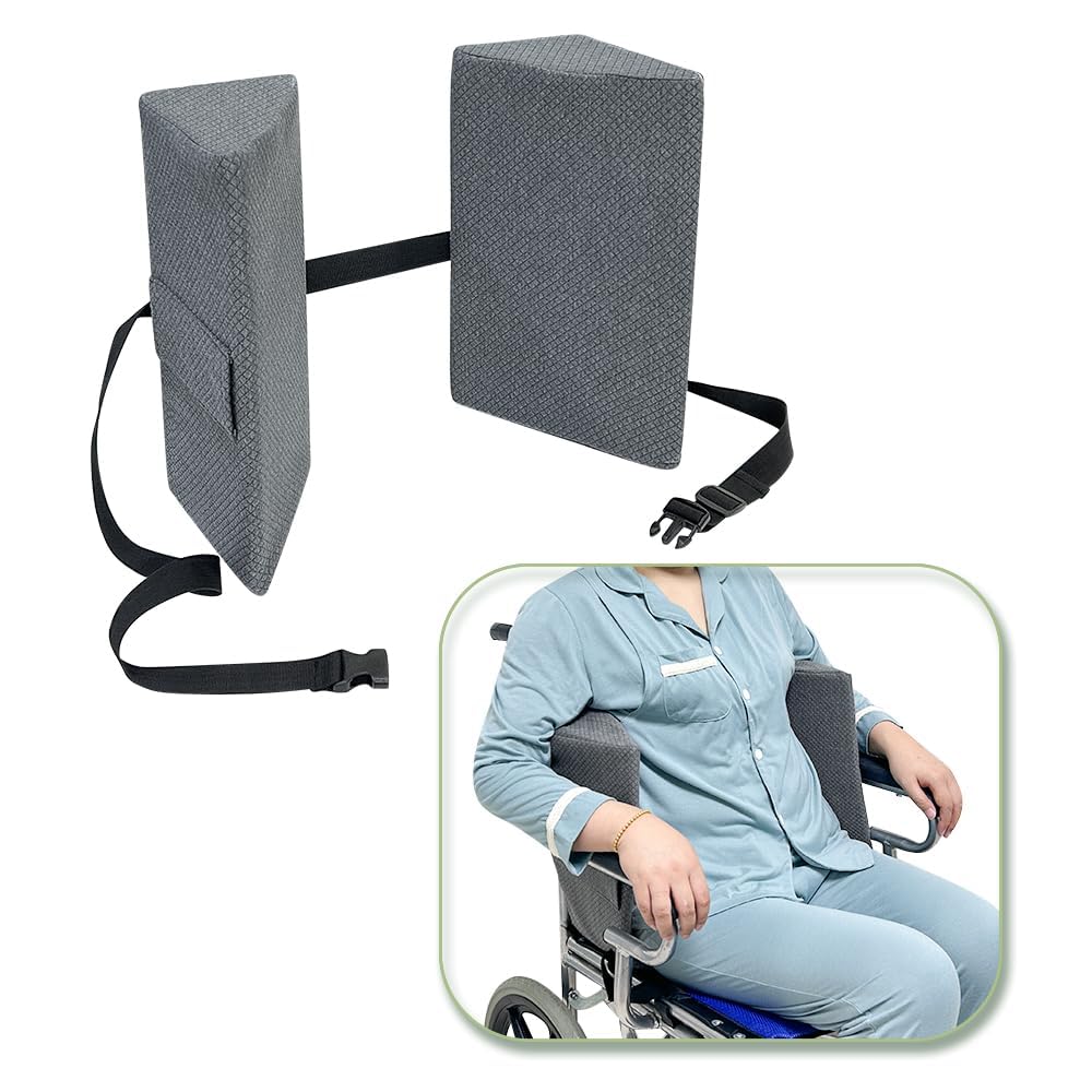 NEPPT Lateral Support for Wheelchair Side Guards Wheelchair Lateral Support Cushion Posture Foam Wedge Pillows Contoured Cushion Side Padding for Seniors Better Posture with Strap