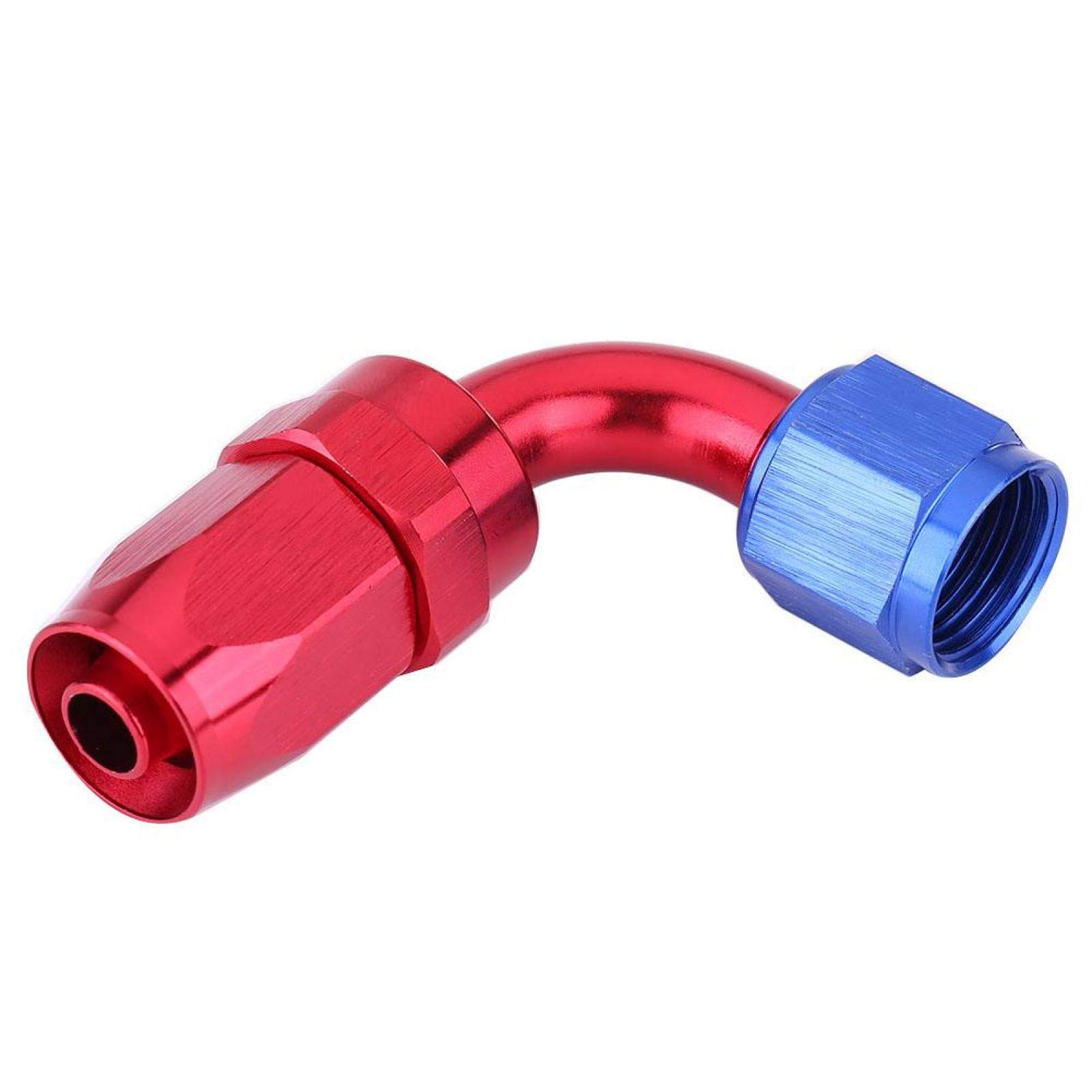 Fuel Line Hose End,AN10 Fuel Line Hose End Fitting Oil Cooler Adapter Blue and Red Color Anodized(90°)
