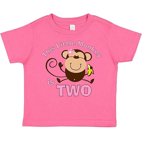 inktastic Little Monkey Girl 2nd Birthday Toddler T-Shirt 2T Hot Pink 36b9  in Bahrain Whizz Departments