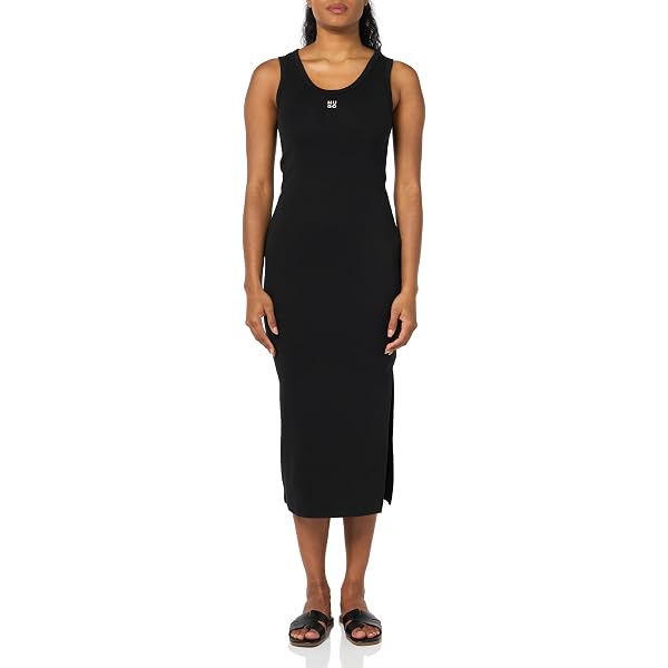 Abito In Maglia Donna Hugo Nasiia | Collo A Troy, Cerniera Con Logo, Cotone A Costine Con Elastan, Colore Unico - 3