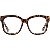 JIM HALO Oversized Blue Light Glasses for Women Square Chunky Bluelight Computer Glasses Reduce Eye Strain