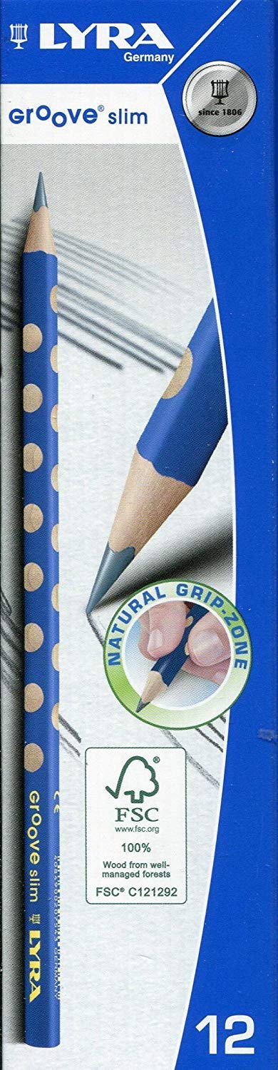 LYRA Groove Slim Wooden HB Graphite Pencils, 12 Pieces, Easy Grip, Schoolpack, For Young Children and Primary Schools