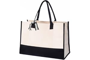 Salt Earth 100% Cotton Personalized Everyday Canvas Initial Tote Bag for Women, Monogrammed Large Utility Bag for Beach