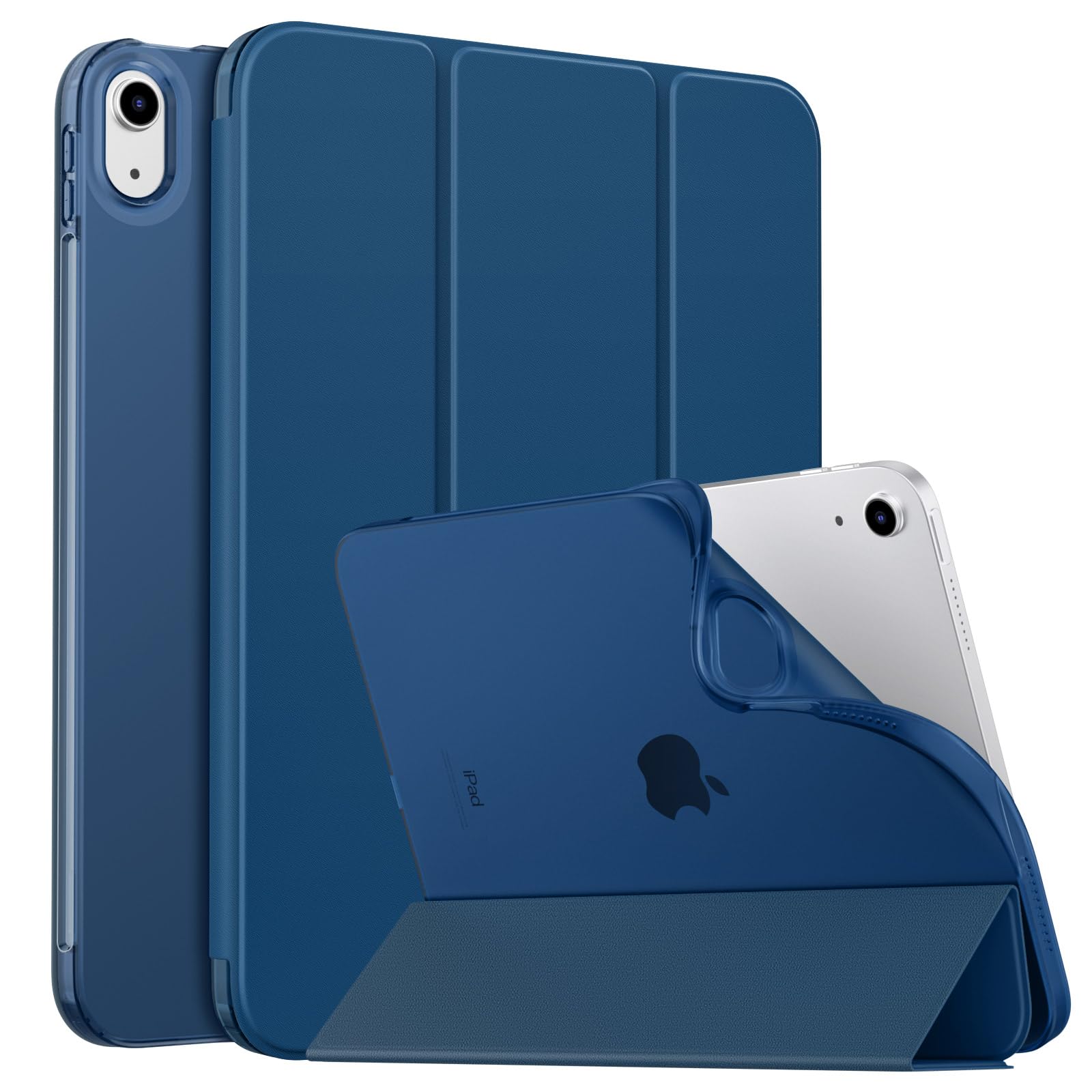 MoKo Case for New iPad (A16) 11th Generation 2025/ 10th Generation 2022, iPad 11 inch/ 10.9" Case with Soft TPU Translucent Frosted Back Cover, Auto Wake/Sleep, Support Touch ID, Dark Sea Blue — image 1