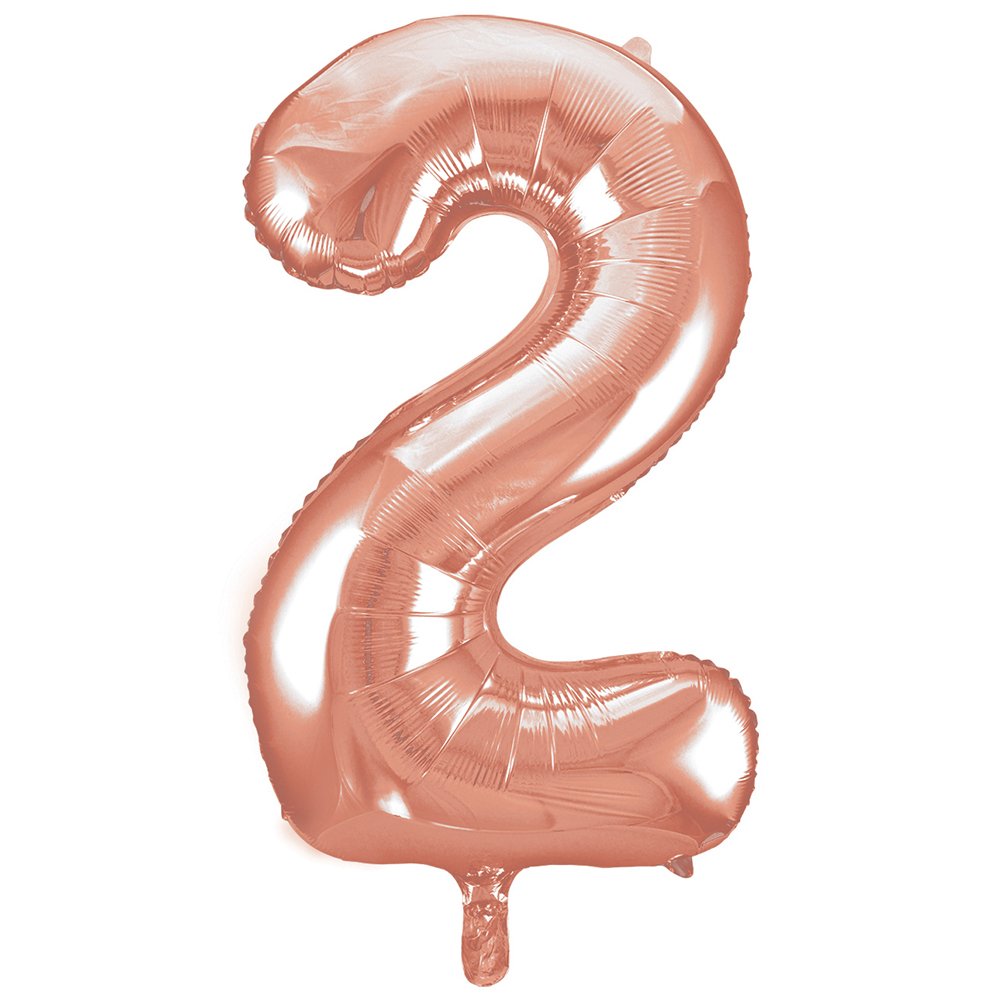 Rose Gold Number 2 Shaped Large Foil Balloon (86cm) 1 Piece - Perfect for Birthday Parties and Special Events