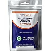 Vitamatic Magnesium Citrate 1000mg per Serving Supports Muscle, Joint, and Heart Health 250 Grams - 250 Servings