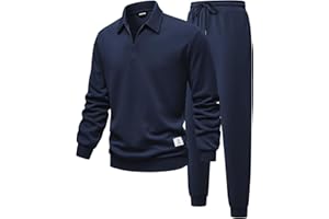 JMIERR Men's Track Suits 2 Piece Outfits Quarter Zipper Polo Shirt Tracksuit & Joggers Sweatpants Sweatsuit Sets