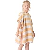 TBEZY Toddler Bath Towel Poncho Thick Cotton Striped Beach Towels for Kids Gifts (2-6, Yellow)