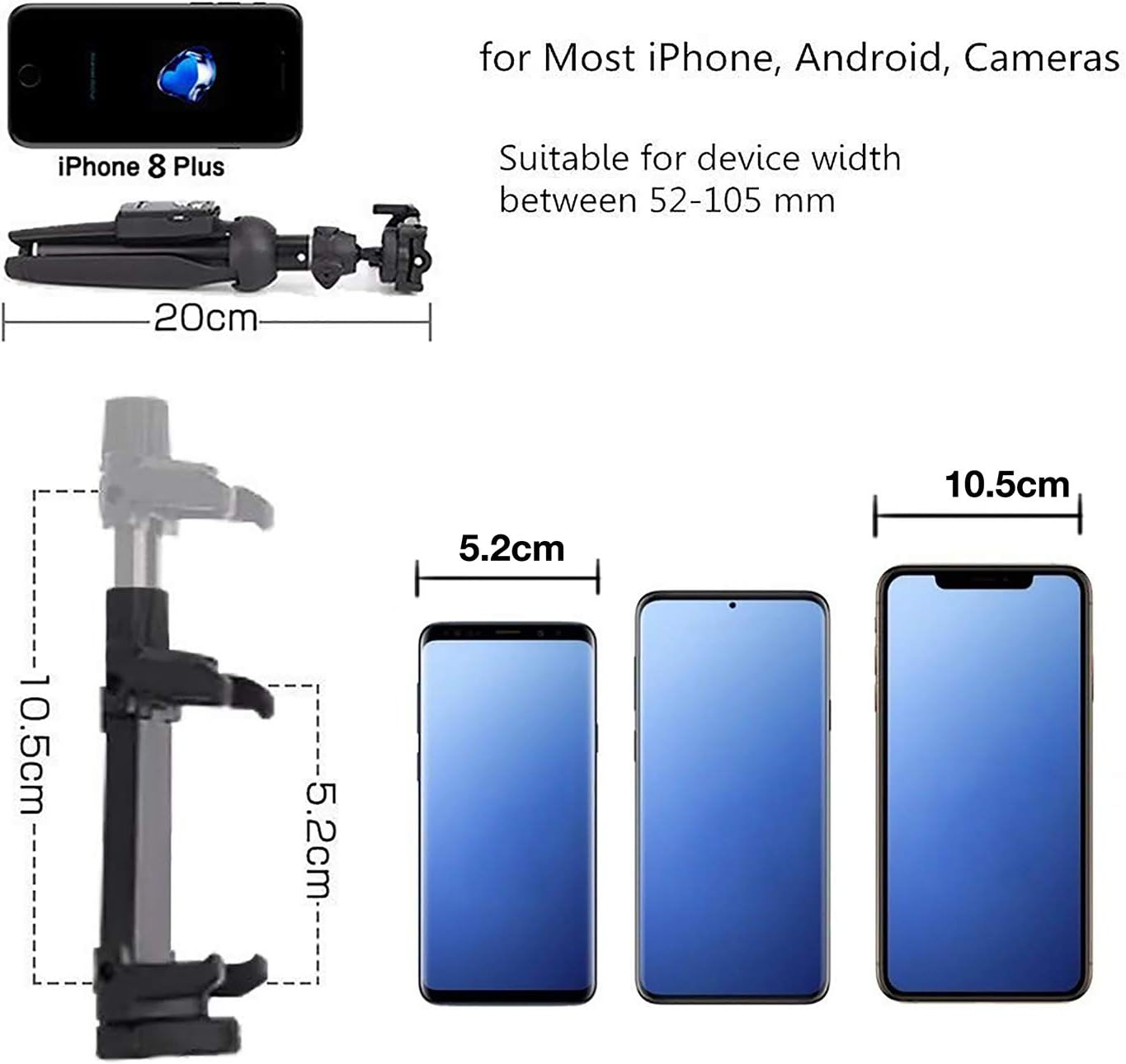 Bluehorn All in one Portable 40 Inch Aluminum Alloy Selfie Stick Phone Tripod with Wireless Remote Shutter for iPhone 12 11 pro Xs Max Xr X 8 7 6 Plus, Android Samsung Smartphone Vlogging Live Stream: Camera & Photo