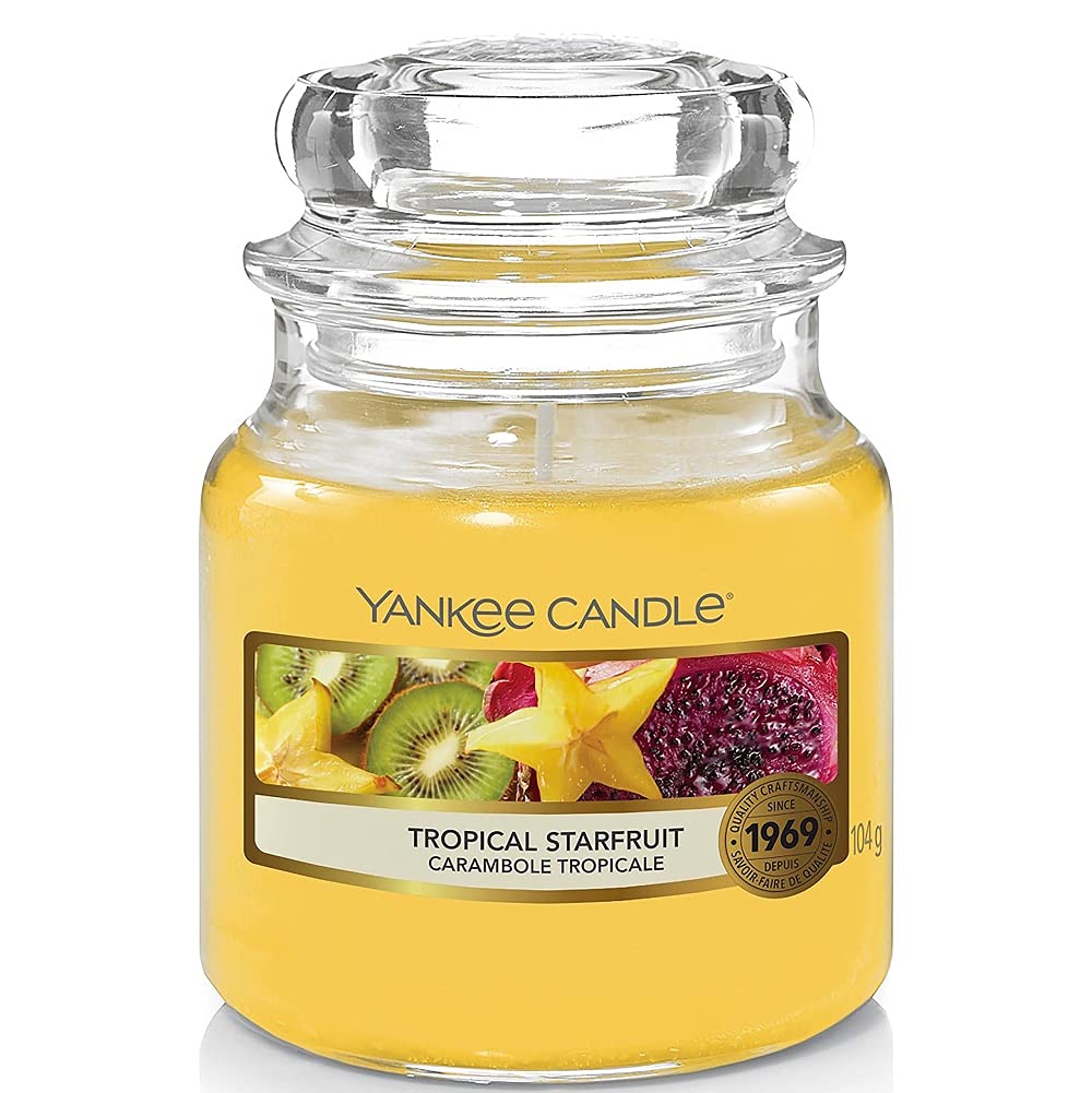 Yankee Candle Scented Candle, Tropical Starfruit Small Jar Candle, Burn Time: up to 30 Hours, 1630406E