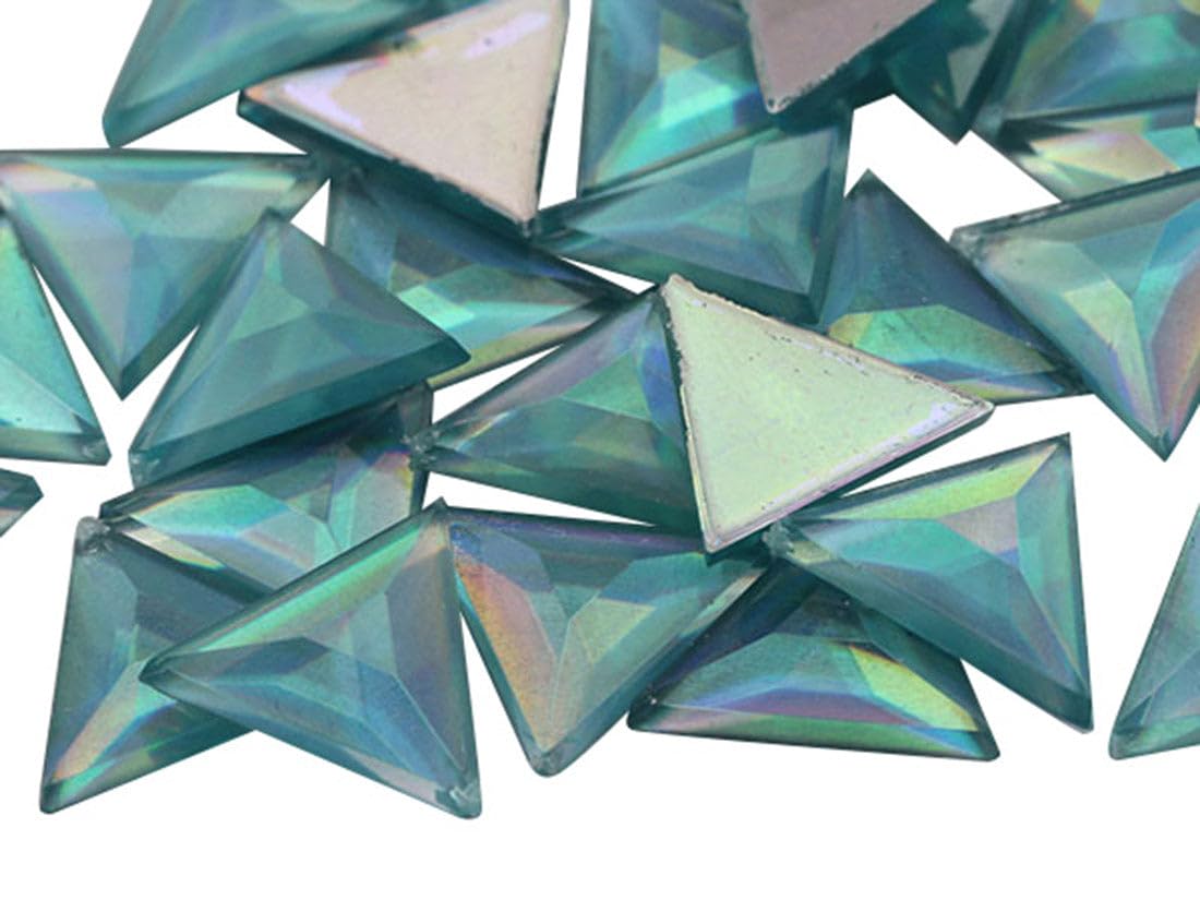 Allstarco 13mm Flat Back Triangle Acrylic Rhinestones Plastic Gems Plastic Costume Jewels Embelishments - 50 Pieces (Blue Aqua Lt AB)