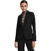 EXPRESS Women's Editor Fitted One Button Blazer, Studio Stretch Twill - Black