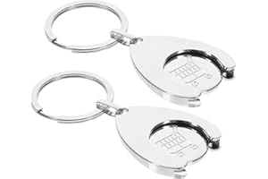 LOLIPPYY Shopping Cart Coin Keyring 2Pcs Metal Token Holder Keychain for Grocery and Daily Use