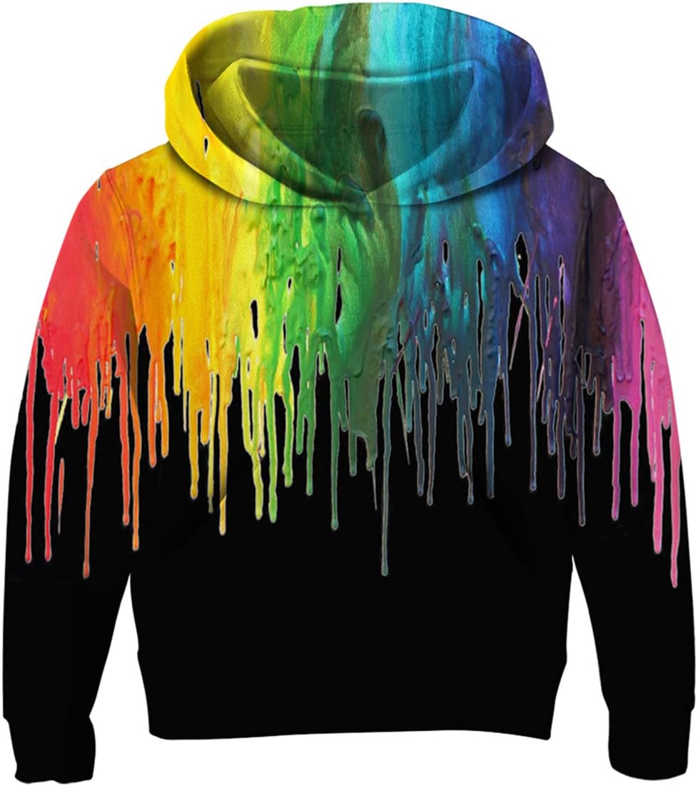 3D Print Kids Pullover Hoodies Casual Hooded Sweatshirts Tops with Pocket for Age5-14 Boys Girls
