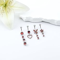 LEE&RO Red Belly Button Ring Red Belly Rings 14G