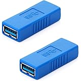 HDE USB 3.0 Type-A Female to Female Super Speed Coupler Connector Extension Cable Adapter - 2 Pack