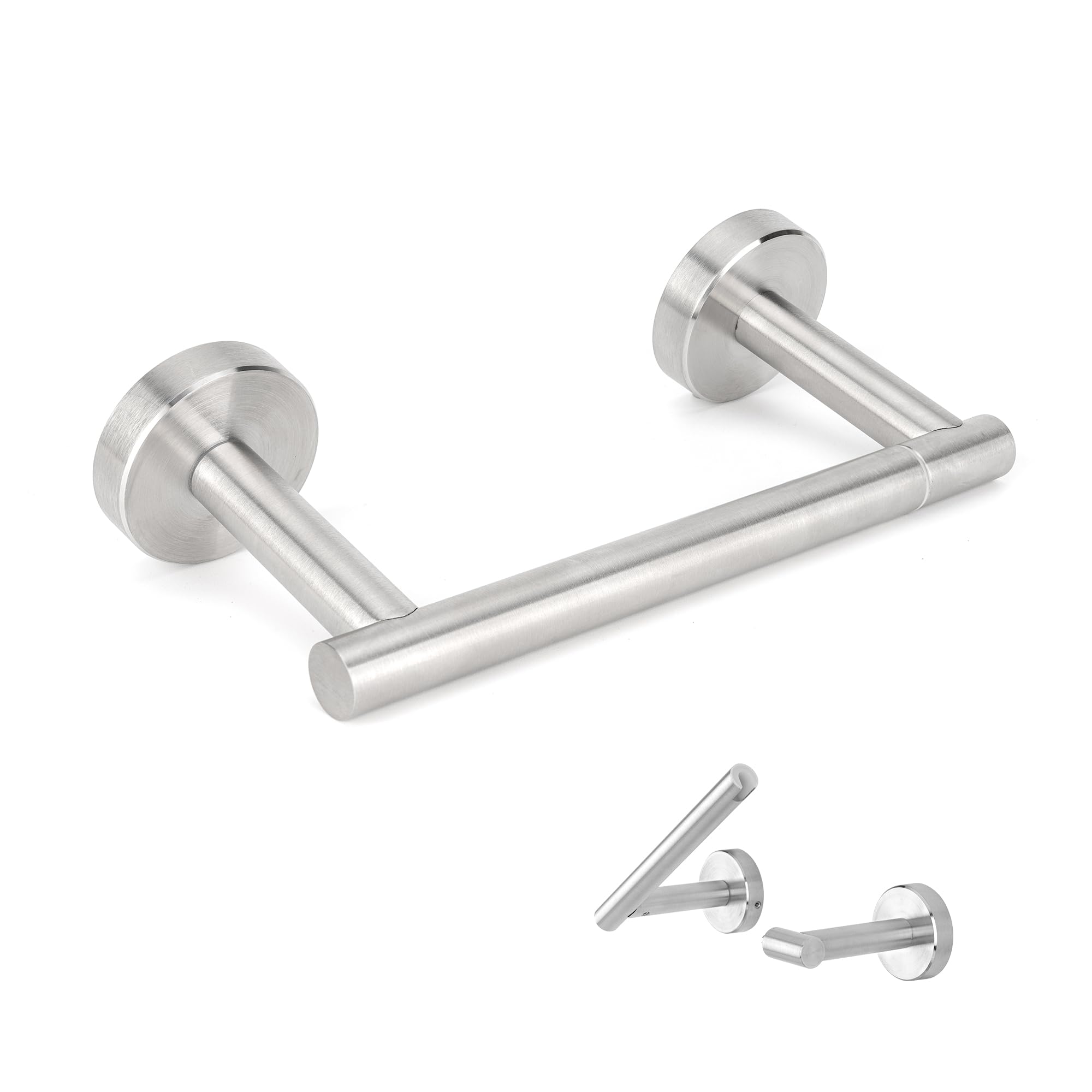 Toilet Roll Holder Wall Mounted,SUS 304 Stainless Steel Toilet Paper Holder, Double Post Pivoting Toilet Roll Holder,Toilet Paper Holder for Bathroom Kitchen RV,Sliver