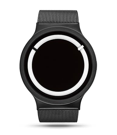 ZIIIRO Eclipse Metallic Black Snow Unisex Armbanduhr Analog Quarz minimalistisch schwarz weiße Uhr